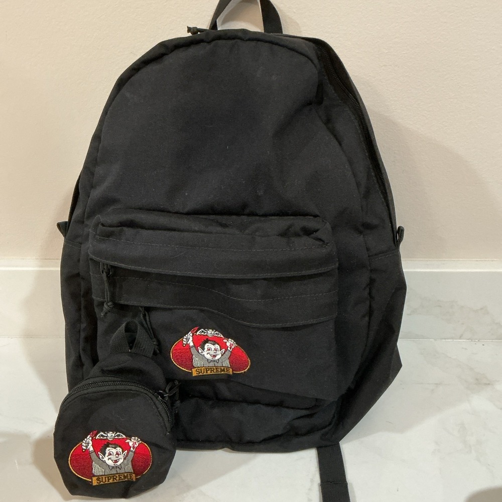 Supreme Vampire Boy Black Backpack + Pouch Used Cordura